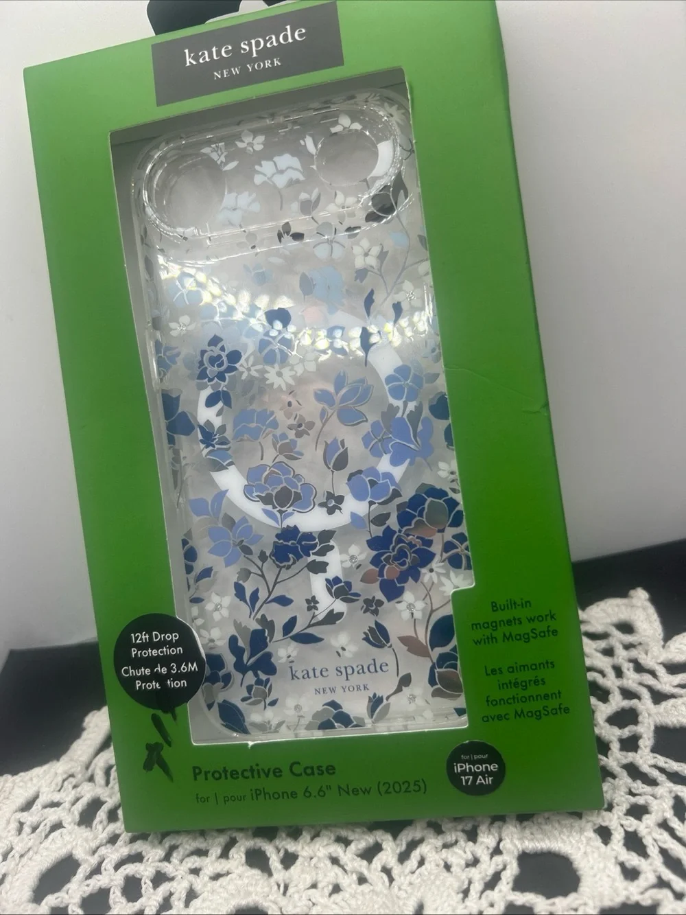 kate spade Clear Floral iPhone Case with Blue and White Flowers